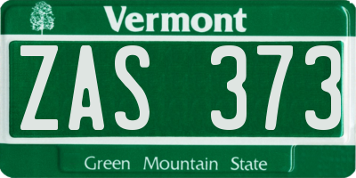 VT license plate ZAS373