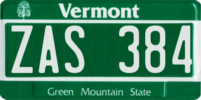 VT license plate ZAS384