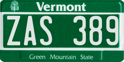 VT license plate ZAS389