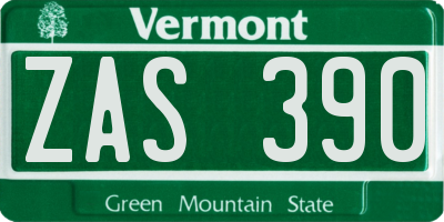 VT license plate ZAS390