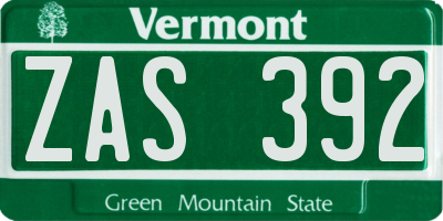 VT license plate ZAS392