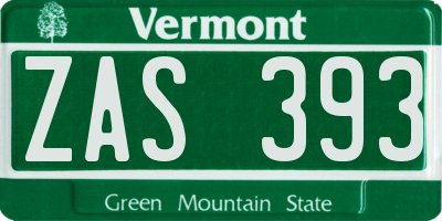 VT license plate ZAS393
