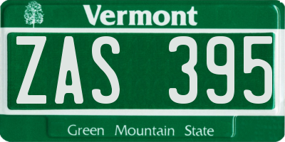VT license plate ZAS395