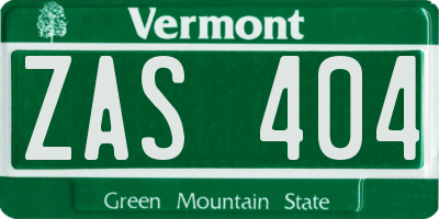 VT license plate ZAS404