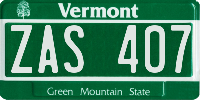 VT license plate ZAS407