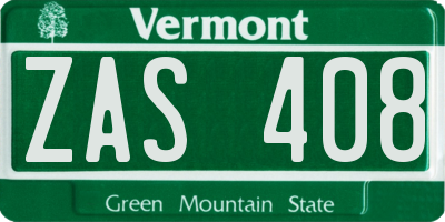VT license plate ZAS408
