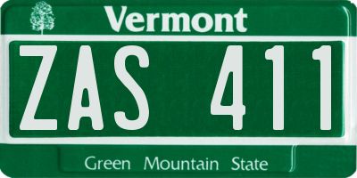 VT license plate ZAS411