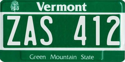 VT license plate ZAS412