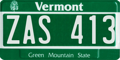 VT license plate ZAS413
