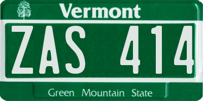 VT license plate ZAS414