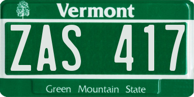 VT license plate ZAS417