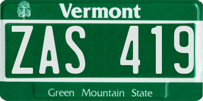VT license plate ZAS419