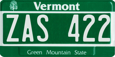 VT license plate ZAS422