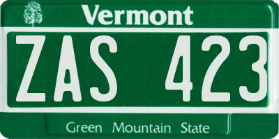 VT license plate ZAS423