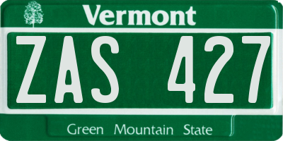 VT license plate ZAS427