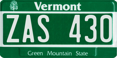 VT license plate ZAS430