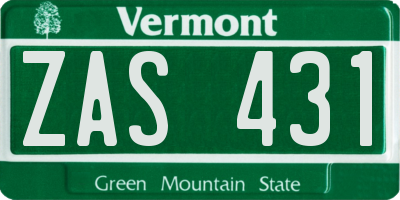 VT license plate ZAS431