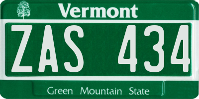 VT license plate ZAS434
