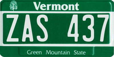 VT license plate ZAS437