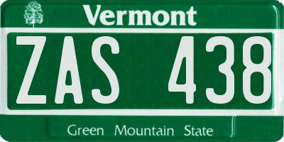 VT license plate ZAS438