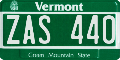 VT license plate ZAS440