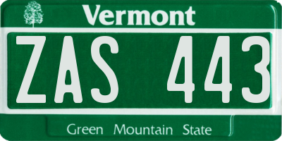 VT license plate ZAS443