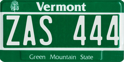VT license plate ZAS444