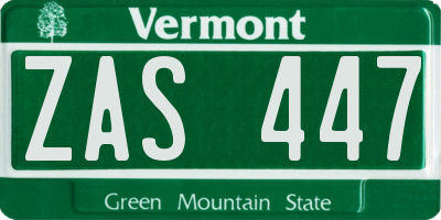 VT license plate ZAS447