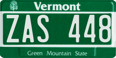 VT license plate ZAS448