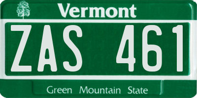 VT license plate ZAS461