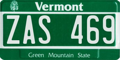 VT license plate ZAS469