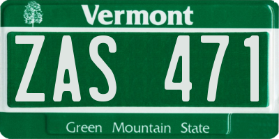 VT license plate ZAS471
