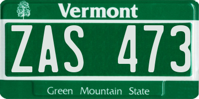VT license plate ZAS473
