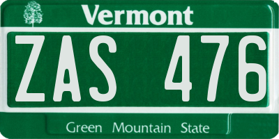 VT license plate ZAS476