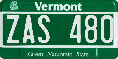 VT license plate ZAS480