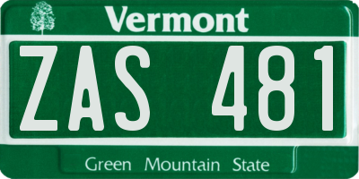 VT license plate ZAS481