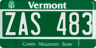 VT license plate ZAS483