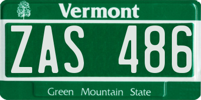 VT license plate ZAS486