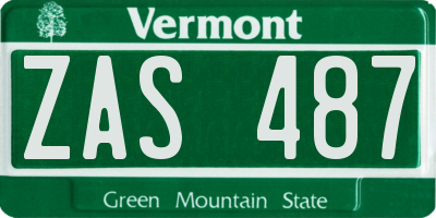VT license plate ZAS487