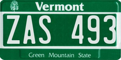VT license plate ZAS493