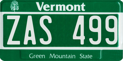 VT license plate ZAS499
