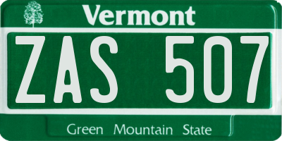 VT license plate ZAS507