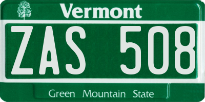 VT license plate ZAS508
