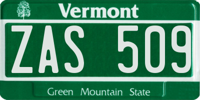 VT license plate ZAS509