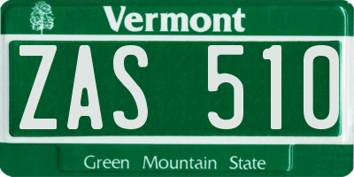 VT license plate ZAS510