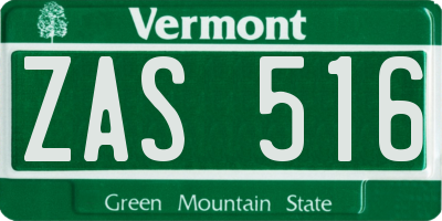 VT license plate ZAS516
