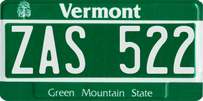 VT license plate ZAS522