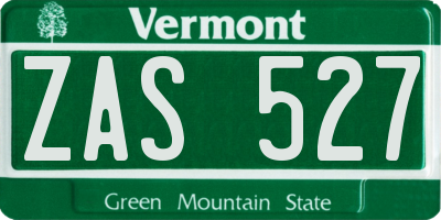 VT license plate ZAS527