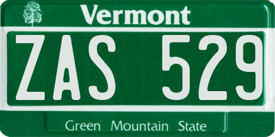 VT license plate ZAS529
