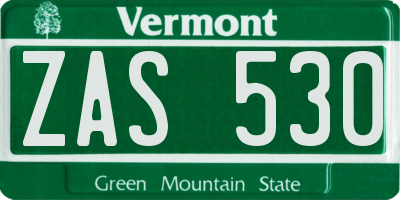 VT license plate ZAS530
